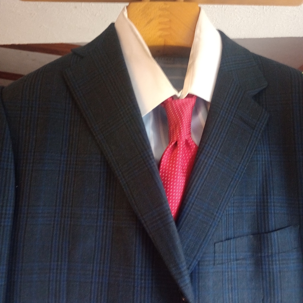 Ermenegildo Zegna Men's Navy 3Btn/2Vents Glenplaid Sport Jacket Size 46R (25)